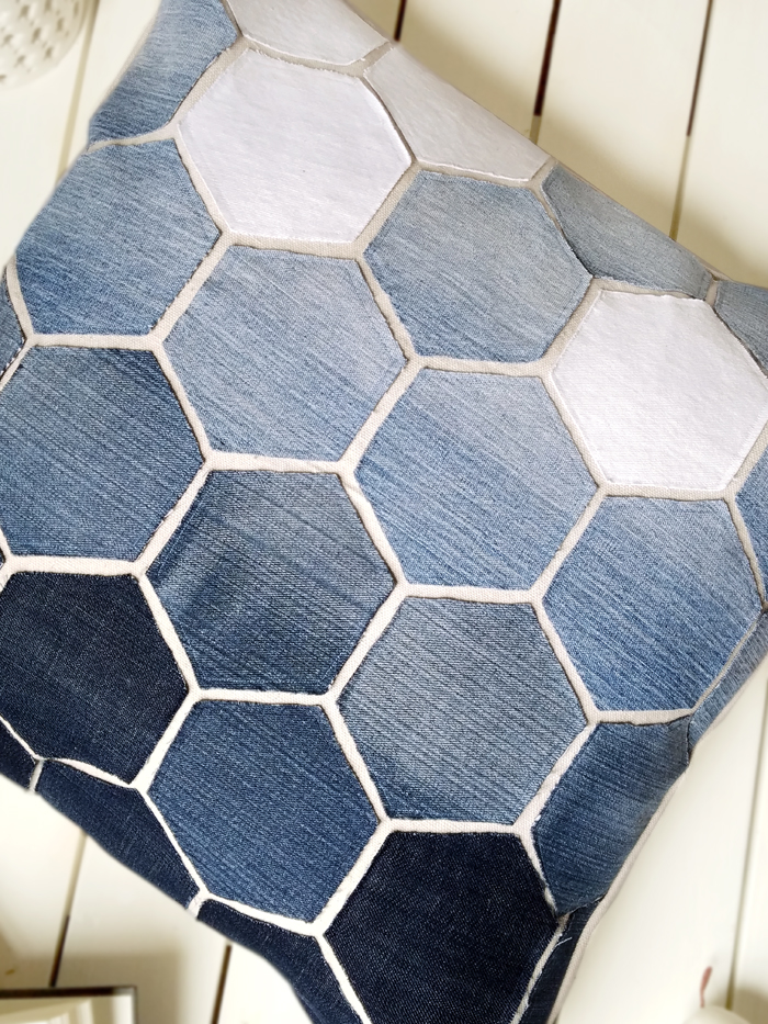 diy-hexagon-pillow-with-old-jeans-ombre-effect